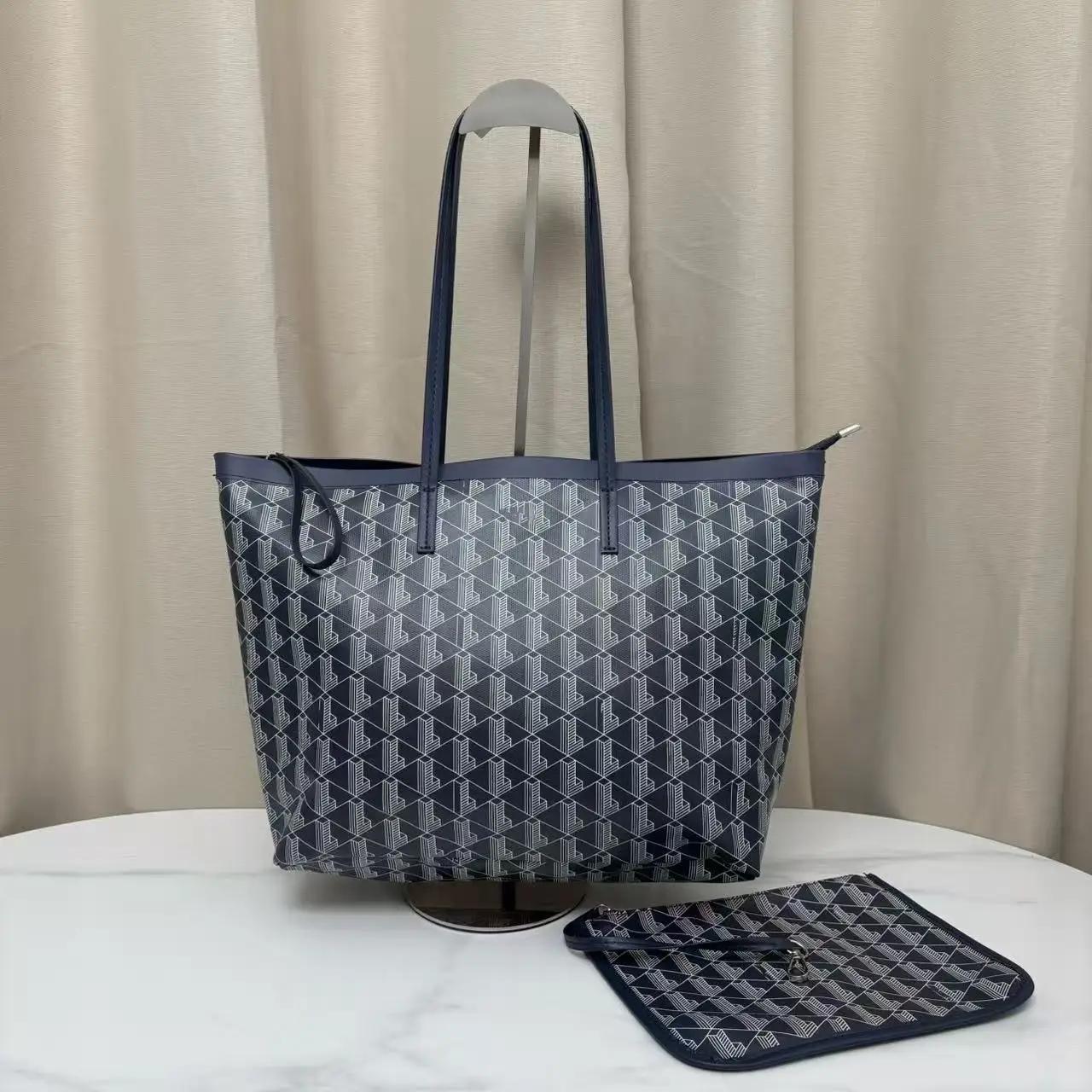 Sac fourre-tout géométrique 2-en-1 avec monogramme – Ensemble de sacs à bandoulière en cuir PU de qu