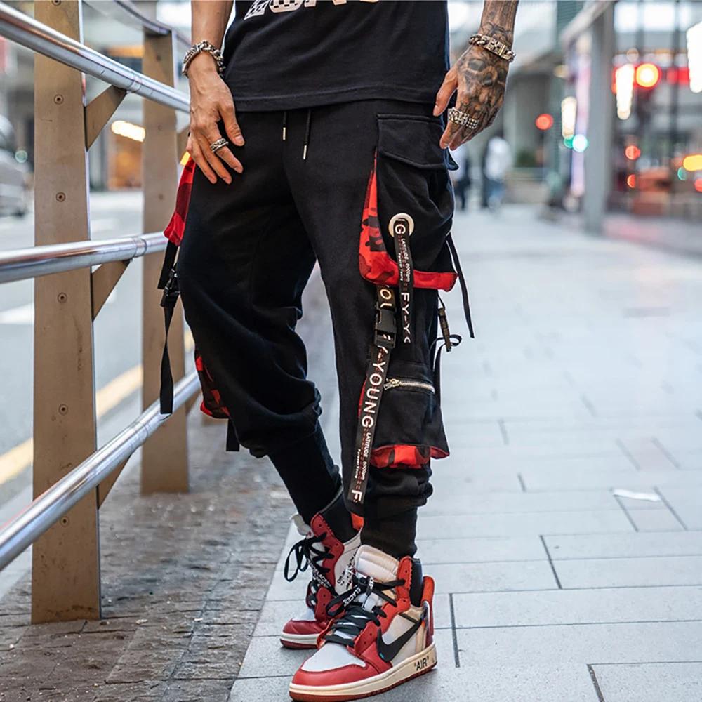 Pantalon Cargo pour hommes, décontracté, Hip Hop, couleur frappée, poches multiples, Streetwear, rub