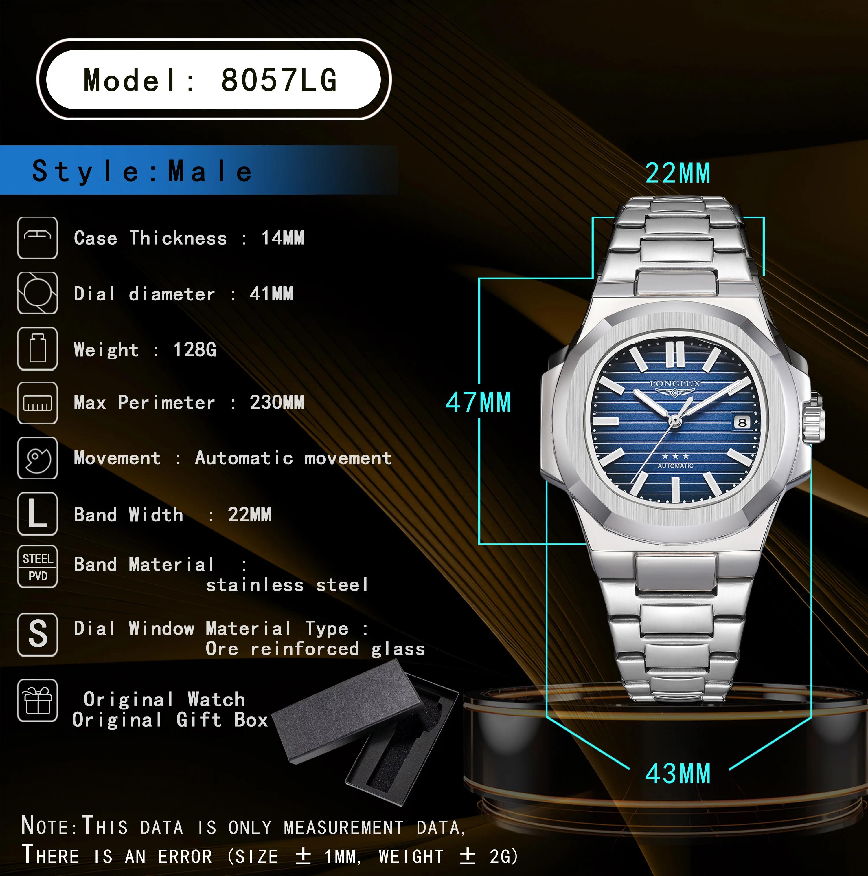 Montre automatique pour hommes, date d'affaires, mécanique, étanche, en acier inoxydable, lumineuse,