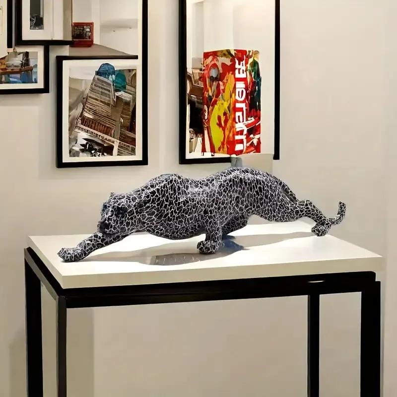 Résine guépard Fiugrine moderne créatif léopard Sculpture décorative panthère Statue maison Bar salo