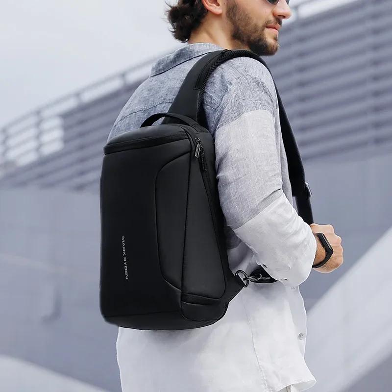 Mark Ryden hommes sac à bandoulière 12 pouces iPad épaule sacs de messager mâle étanche USB recharge