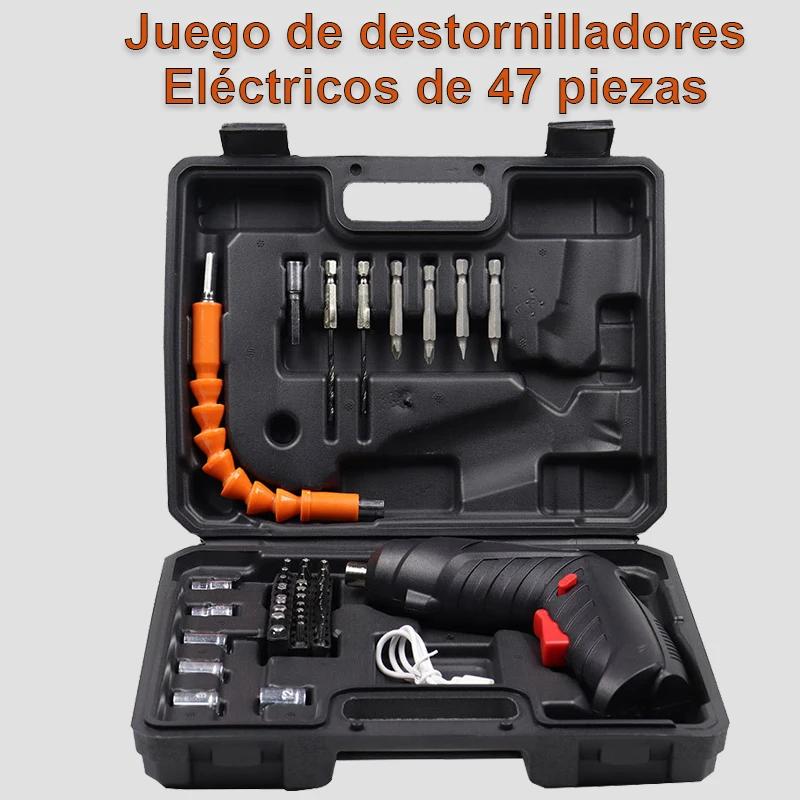 Jeu de tournevis électriques multifonctions 47 pièces, tournevis sans fil avec batterie au Lithium, 