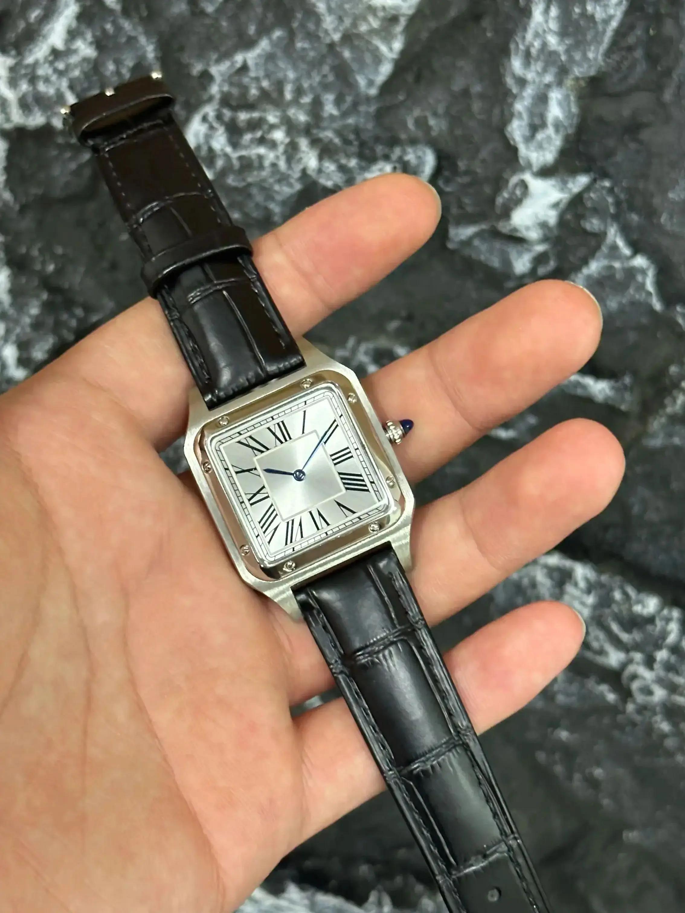 Montre à Quartz de luxe pour hommes, cadran carré à chiffres romains, tendance, décontractée, bracel