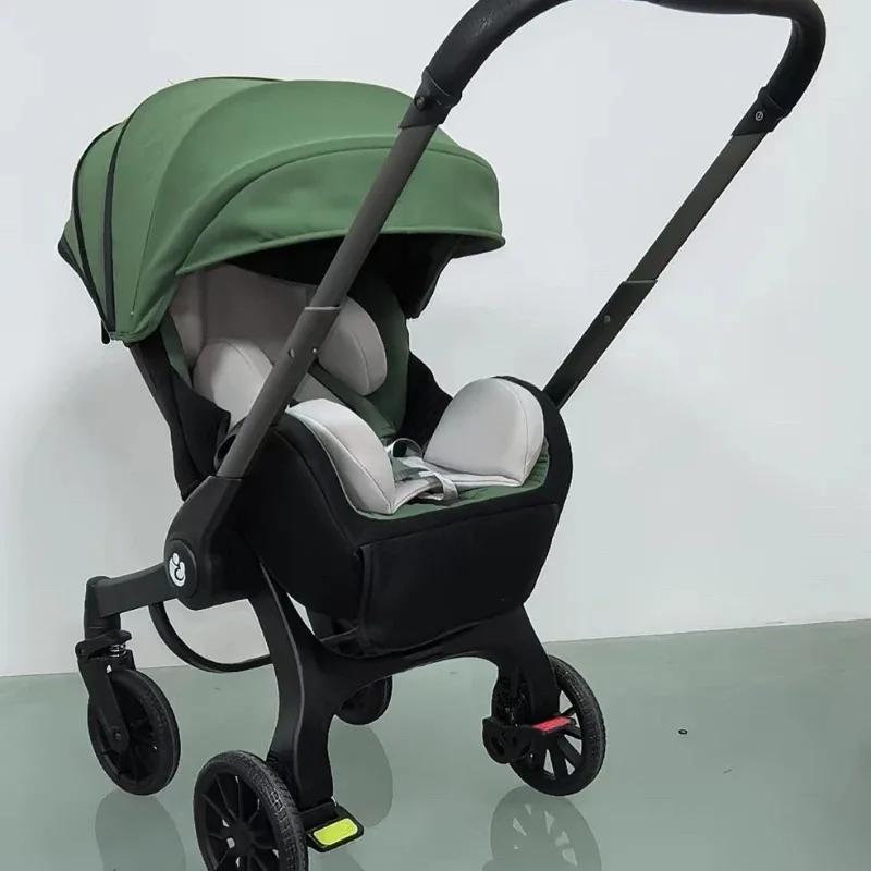 Poussette 4-en-1 Premium 2026 tout-en-un pour nouveau-né, pliable compacte, siège auto bidirectionne