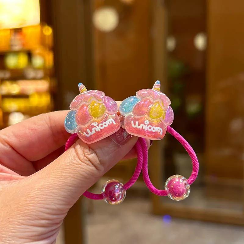 Jolies bandes élastiques arc-en-ciel pour filles, accessoires pour cheveux pour enfants, vêtements d
