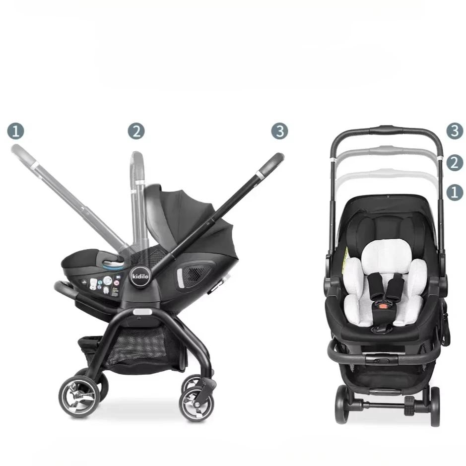 Kidilo-Poussette Portable 3 en 1 pour Bébé, mir de Couchage pour Nouveau-Né, Siège de Voiture Multif