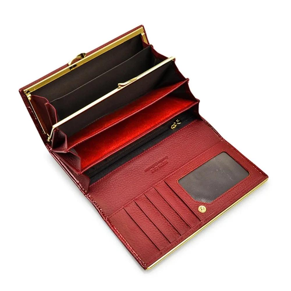 Portefeuille de luxe en cuir véritable pour femmes, motif Crocodile, pochette brevetée, porte-monnai
