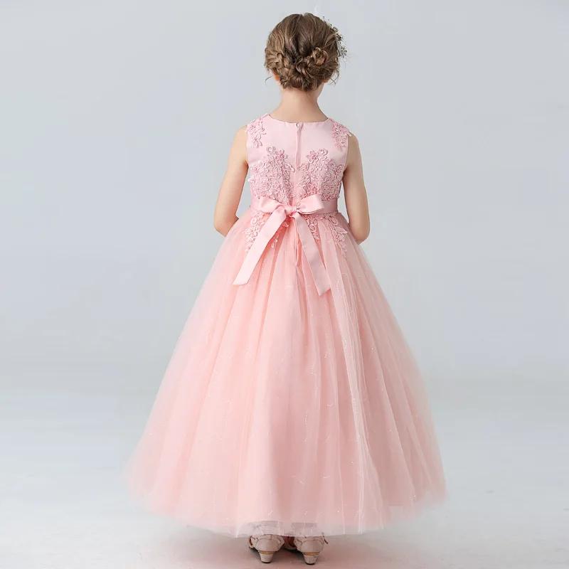 Robe princesse en dentelle pour fille - Tenue formelle soirée et mariage - Robe fleurie enfant BX683