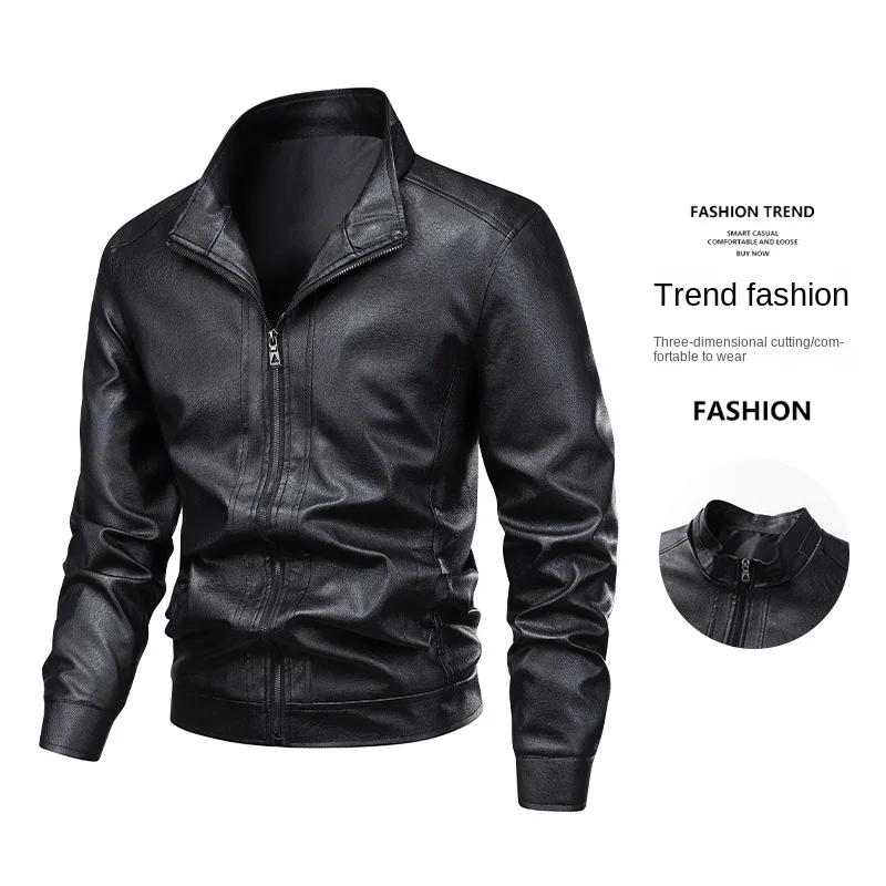 Transfrontalier 2025 nouvelle veste en cuir hommes manteau automne nouveau col montant veste hommes 