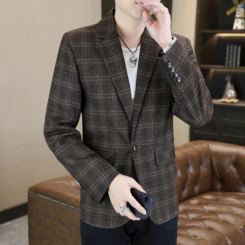 Blazer pour homme, mode, affaires, gentleman, marié, professionnel, coupe ajustée, polyvalent, décon