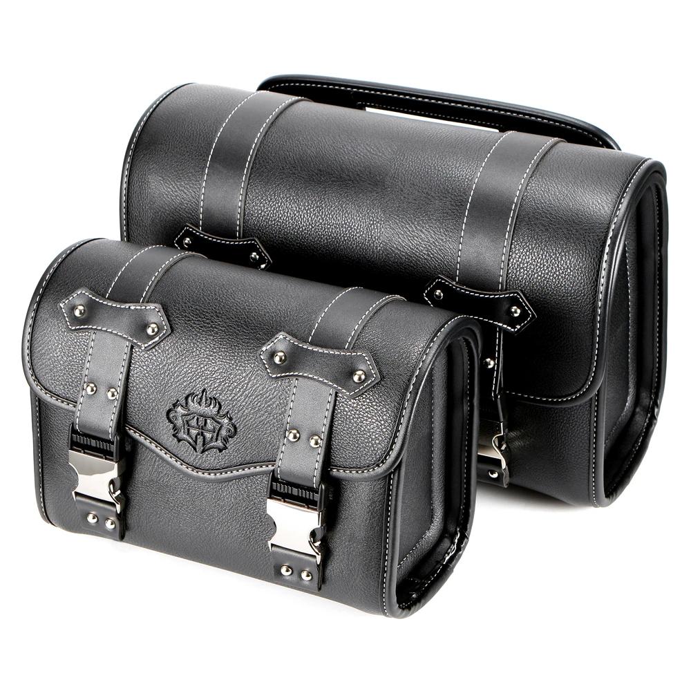 Sacoches de moto universelles, sac de fourche, pochette de bagage en cuir PU, sac à outils latéral, 