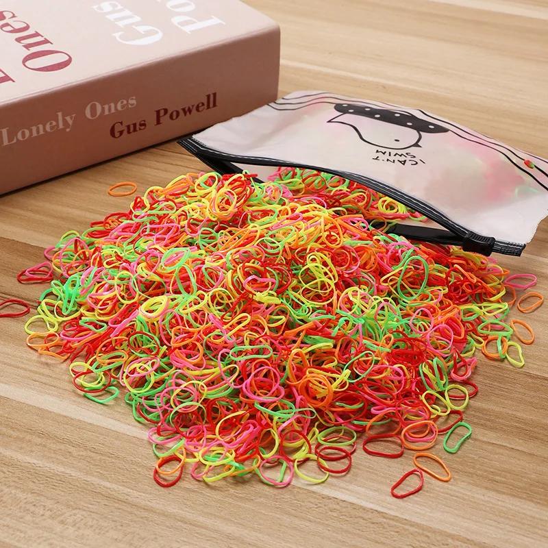 500/1000/2000 pièces filles coloré jetable élastique cheveux cravates bandeau enfants élastique pour