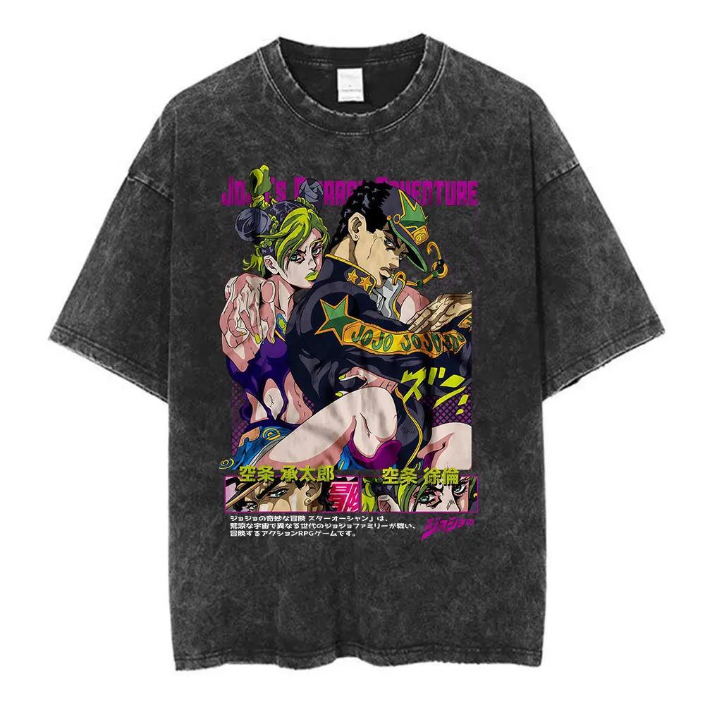 Anime Jojo Bizarre aventure lavé T-shirt STEEL BALL RUN Diego Brando Manga T-shirts hommes femmes co
