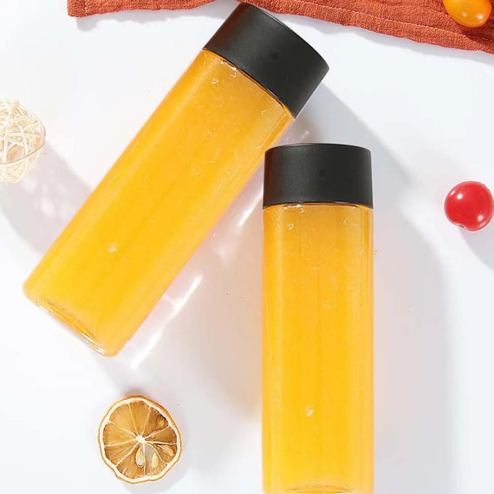 Paquet de 24 bouteilles de jus en plastique PET transparent de 10OZ avec couvercles noirs, bouteille