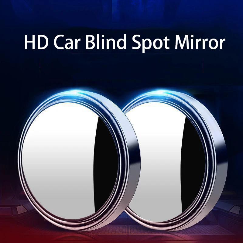 Miroir d'angle mort convexe à cadre rond, 2 pièces, sécurité de conduite, grand angle à 360 degrés, 