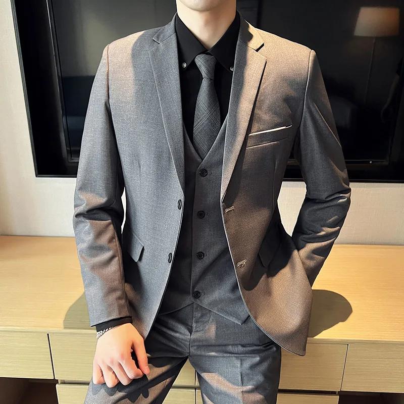 Costume de mariage 3 pièces pour hommes, ensemble gilet et pantalon, beau, à la mode, vêtements de B
