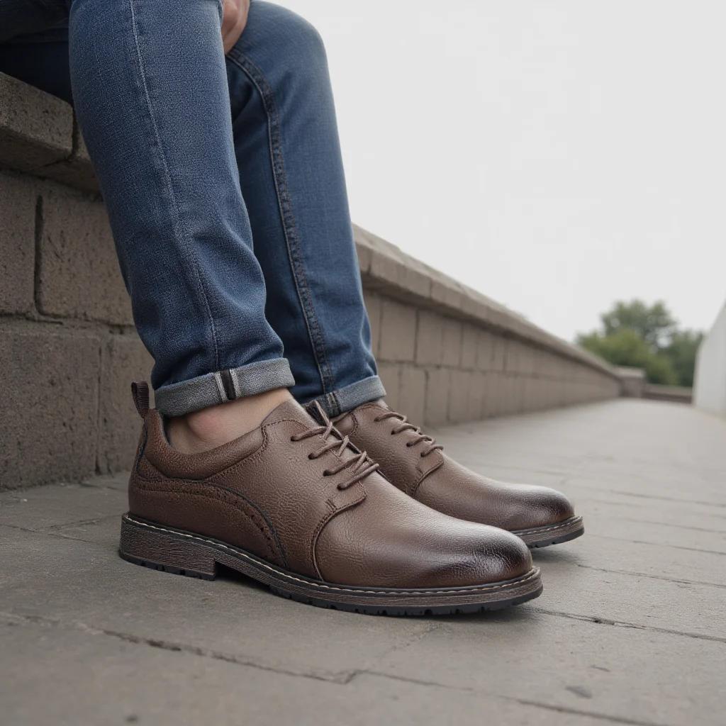 40 ~ 46 chaussures décontractées hommes marque de mode confortable 2024 chaussures en cuir hommes # 