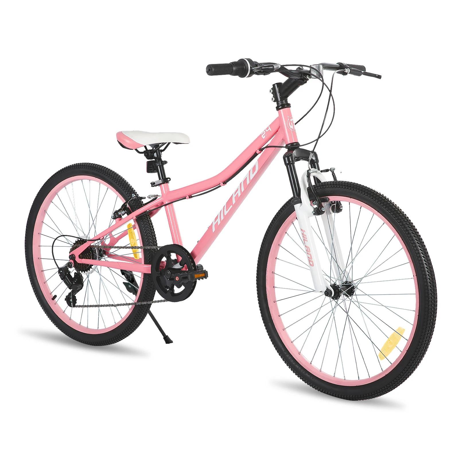 Hiland 24 pouces VTT pour enfants âge 7, fourche à suspension avant vélos pour enfants pour garçons 