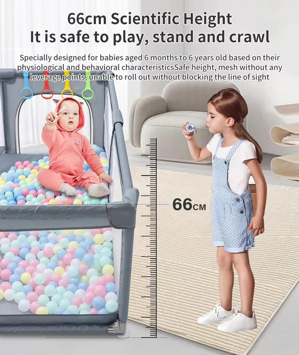 Parc pour bébé, barrière de sécurité pour enfant, clôture avec anneau de traction, boîte à balles, a