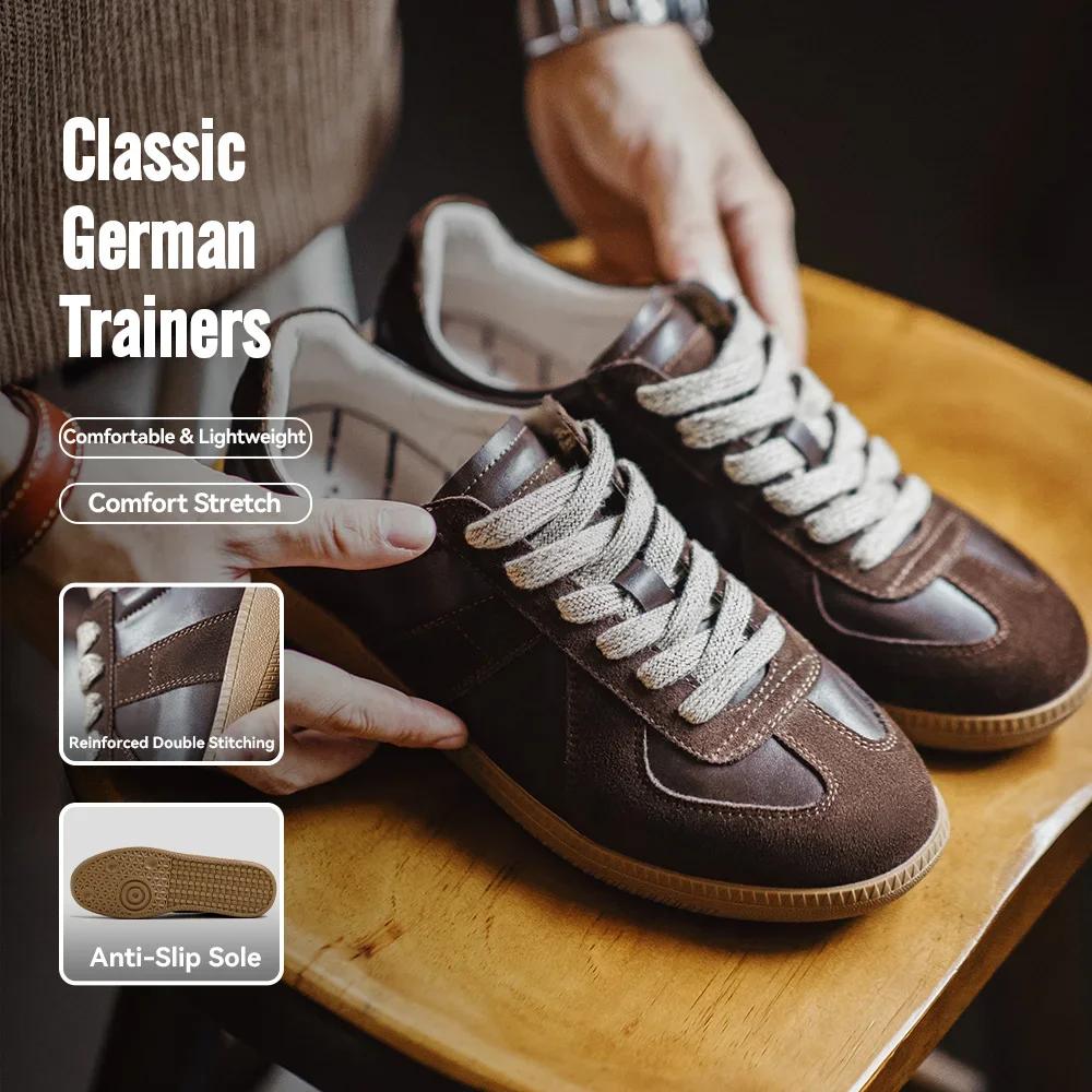 Maden – chaussures d'entraînement allemandes classiques marron épissées, baskets basses plates pour 