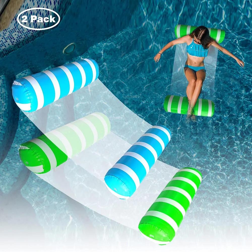 Matelas gonflables flottants à Air pour natation d'été, hamac à rayures, chaises longues, jouets de 