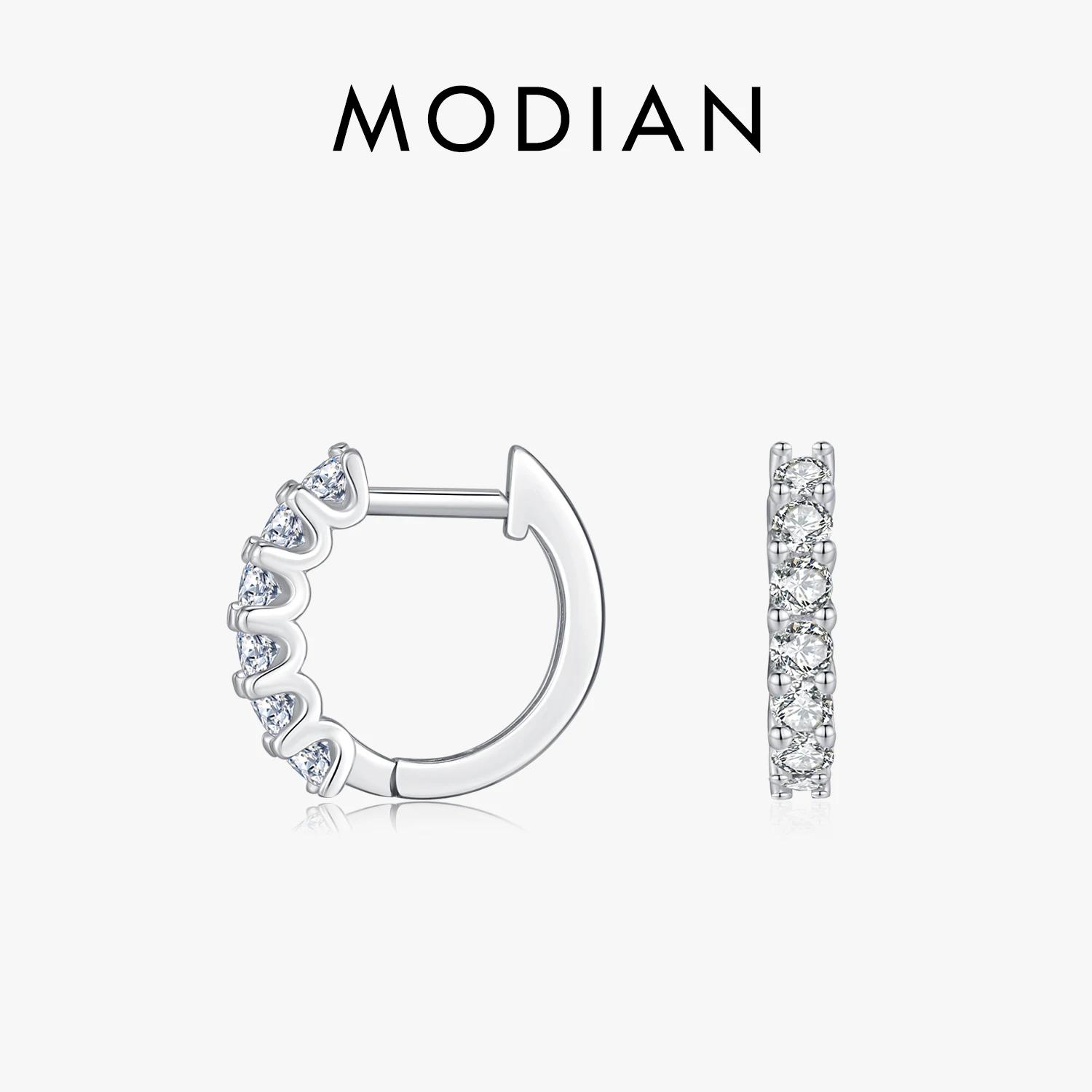 MODIAN D couleur Moissanite petites boucles d'oreilles en argent Sterling 925 creux scintillant bouc
