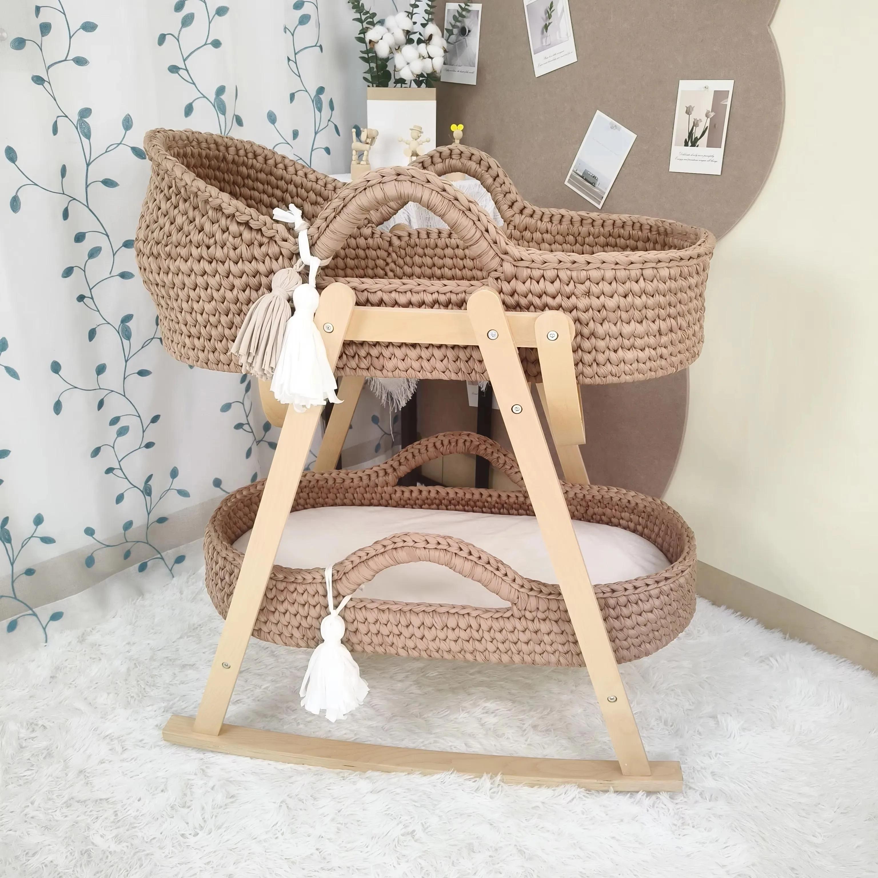 Berceau pour nouveau-né, nid de bébé, chaise longue pour nouveau-né avec cadre en bois et matelas do
