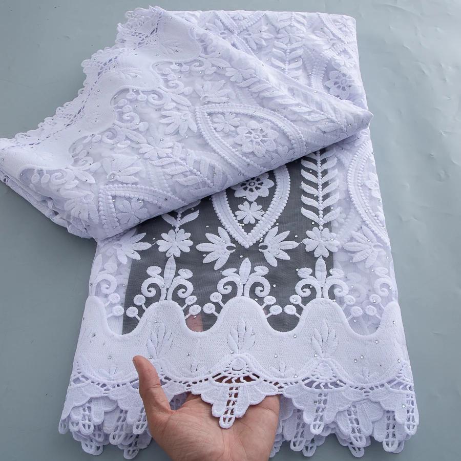 5 Yards de Tissu en Dentelle de Tulle Africain Soie Lactée, Nouvelle Dentelle Nigériane Française en