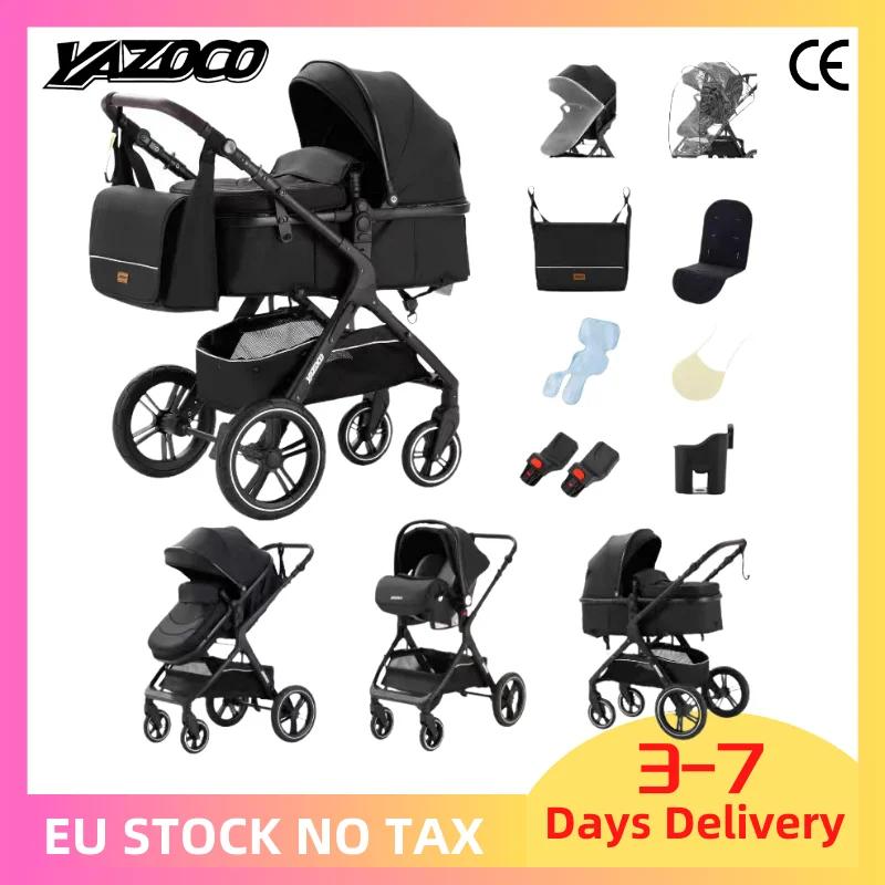 Poussette 3 en 1, adaptateurs universels, poussette pliable jusqu'à 25 kg, absorption des chocs sur 