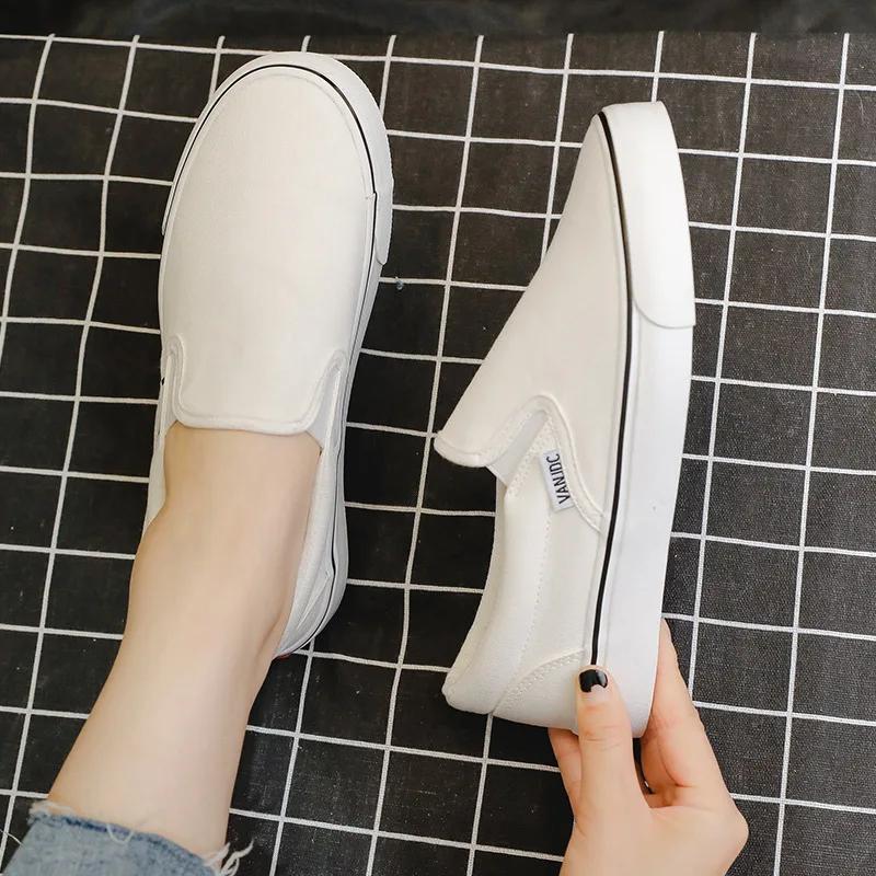 Adulte printemps automne toile chaussures un pied sans lacet chaussures Version coréenne étudiant bl