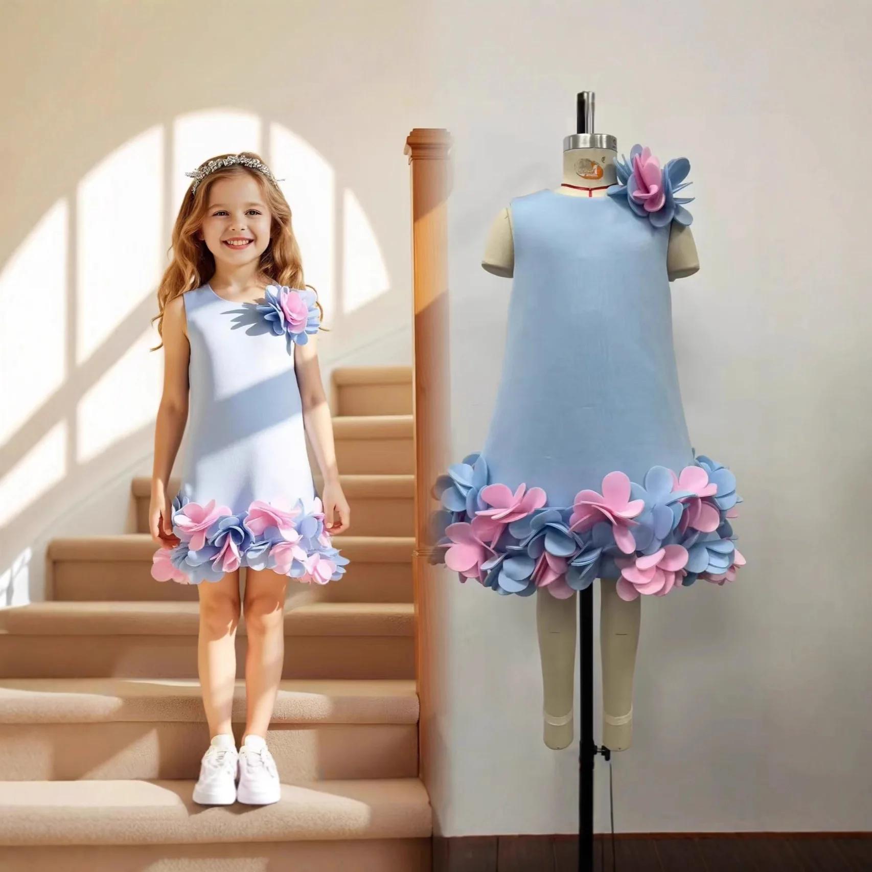Robe de princesse à la mode, Costume d'été à fleurs tridimensionnelles pour spectacle de Piano, nouv