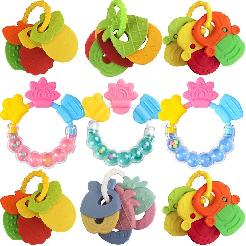 TeWindsor-Hochet de dentition en caoutchouc souple pour bébé, jouets en silicone de qualité alimenta
