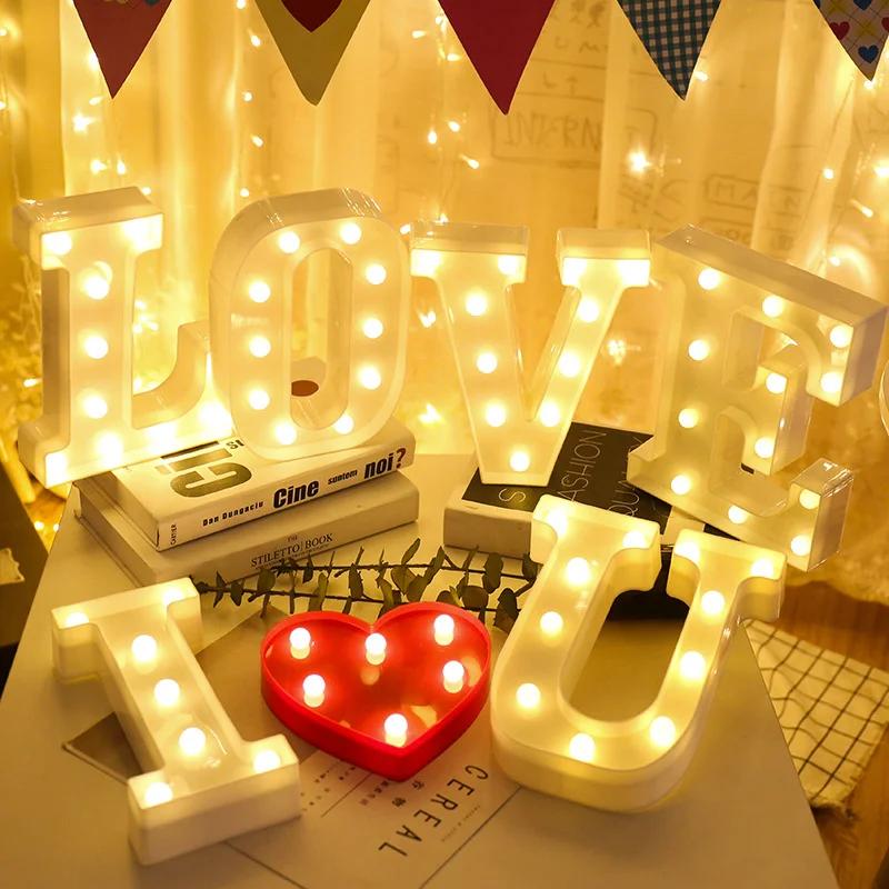 Lampes LED en forme de lettres de l'alphabet, lampes numériques, décorations pour fêtes, chambres, a