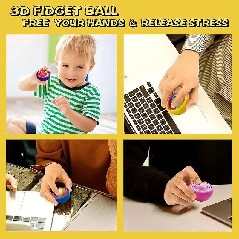 Boule rotative 3D Fidget Gyro jouets sensoriels main Fidget Spinner Gyroscope pour enfants adolescen