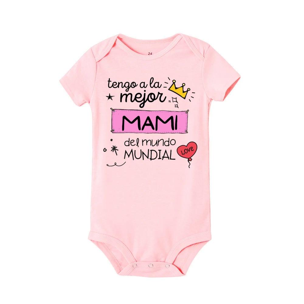 J'ai la meilleure maman et papa du monde, combinaison pour bébé imprimée espagnole, barboteuse à man