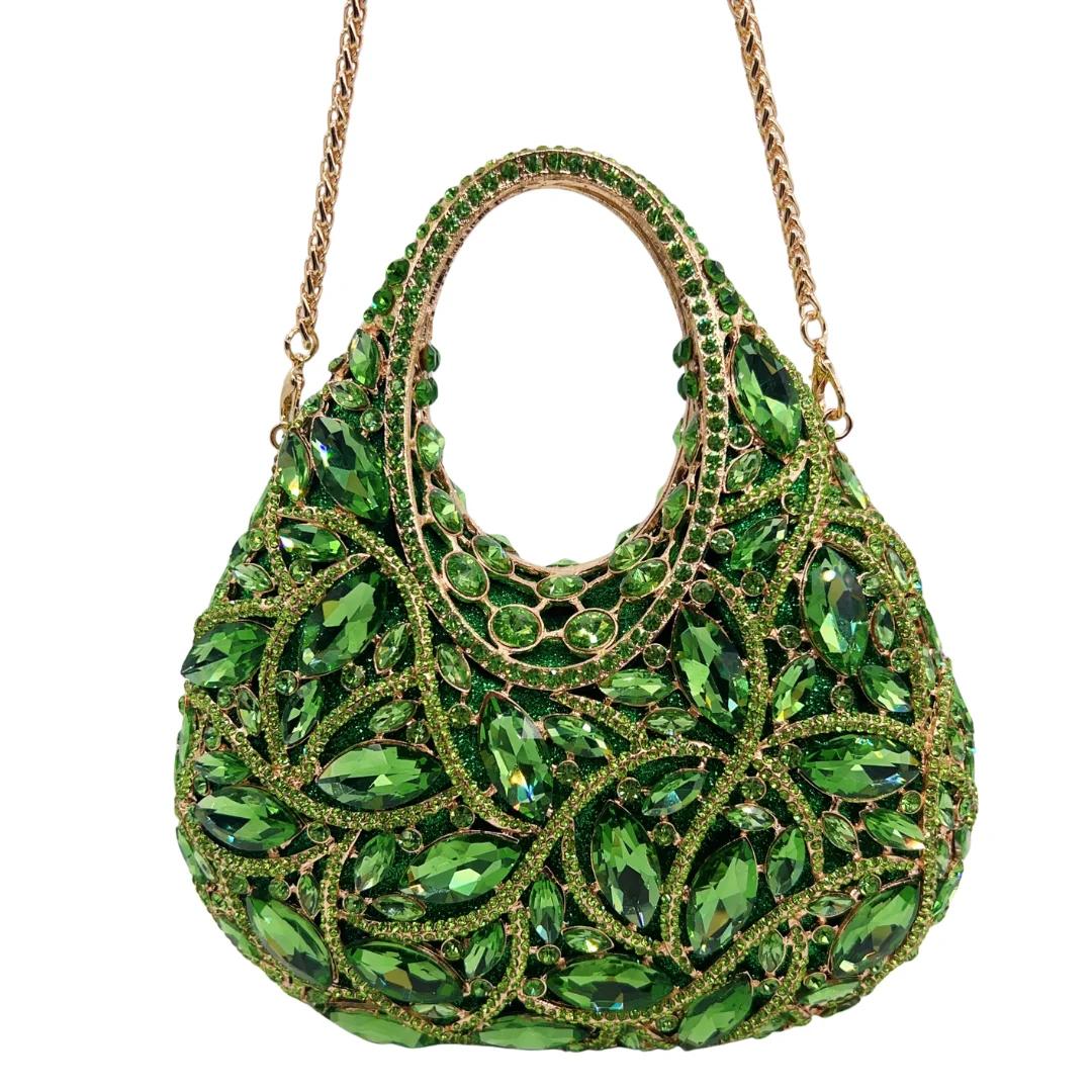 Sac de soirée vintage en satin vert olive avec poignée supérieure, pochette élégante pour mariage et