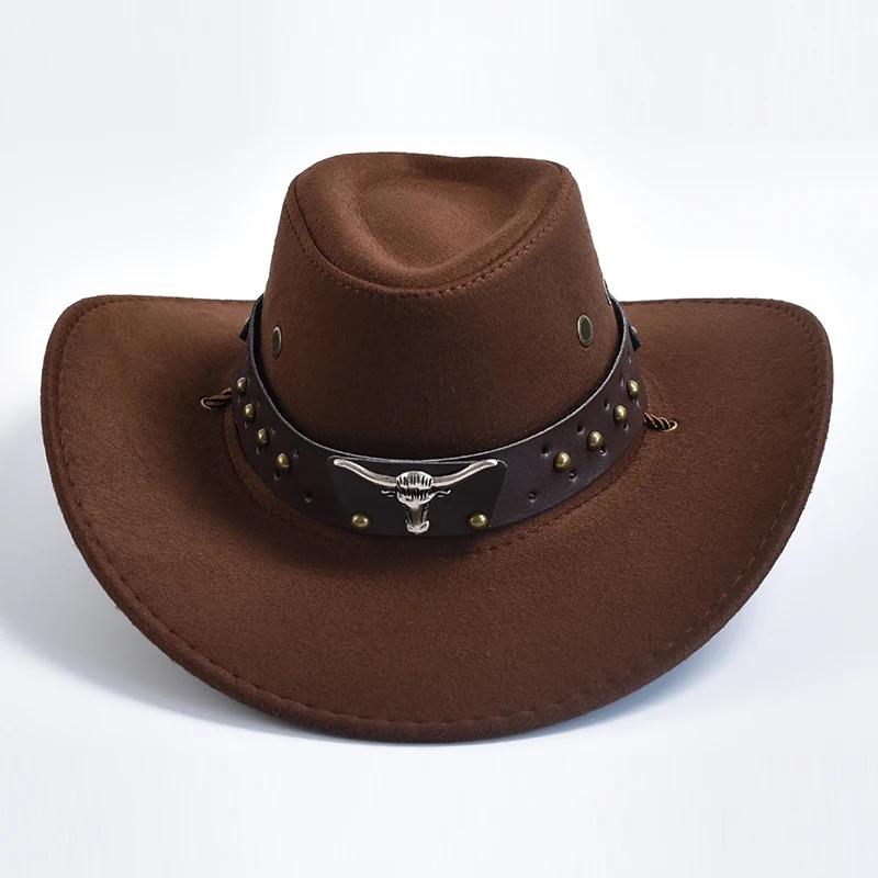 Chapeaux de Cowboy Western en Daim Artificiel, Chapeau de Cowgirl Vintage, Grand Bord, Gentleman Jaz