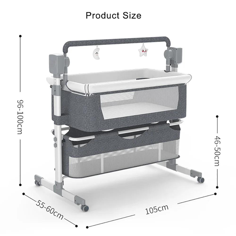Berceau électrique 3 en 1 pour bébé, chaise haute et bascule avec Bluetooth, télécommande, panier de