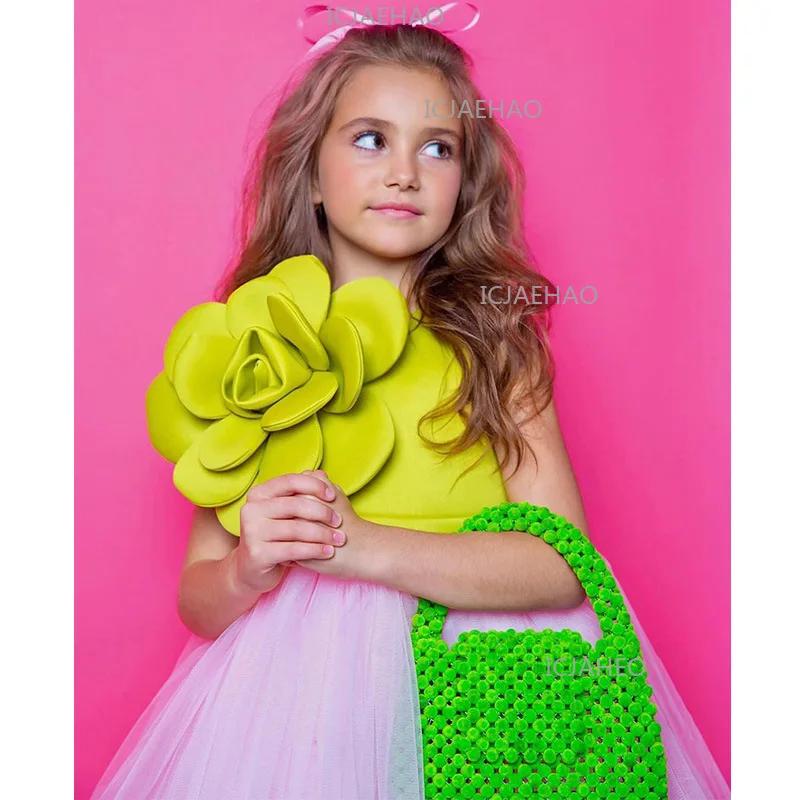 Robe de princesse 3D à fleurs pour enfants 2026, tenue de soirée formelle à manches courtes pour pet