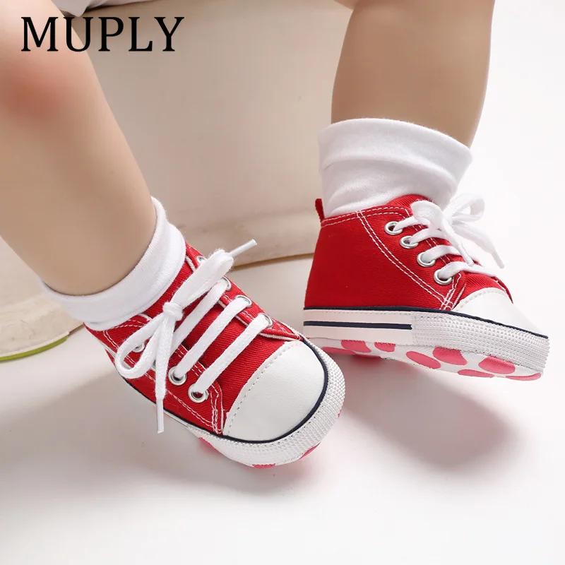 Baskets classiques en toile imprimées étoiles pour bébés, chaussures de premiers pas pour nouveau-né