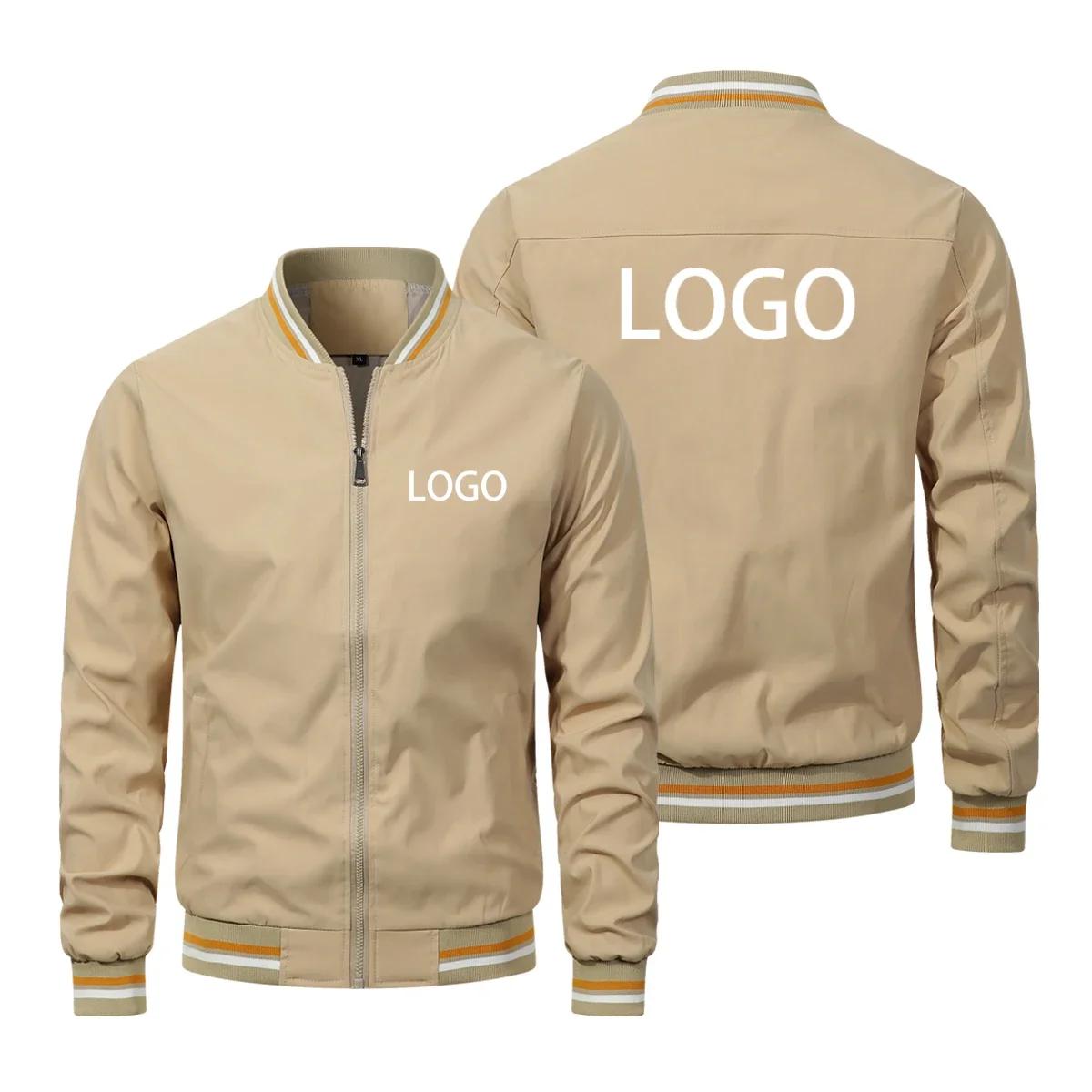 Logo personnalisé hommes vestes marque printemps automne coupe-vent impression manteau à glissière c