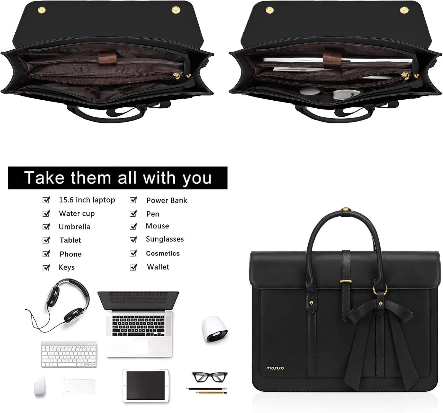 MOSISO sac fourre-tout pour femme pour MacBook Air Pro M3 13.3-17.3 pouces ordinateur portable en cu