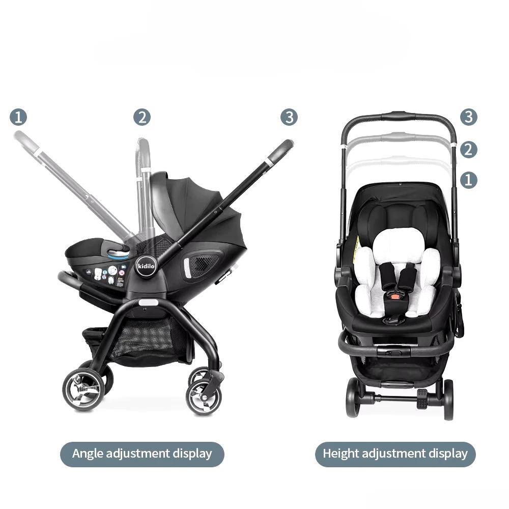Poussette 3en1 nouveau-né convertible - Siège auto luxe multifonctionnel avec direction bidirectionnelle UE