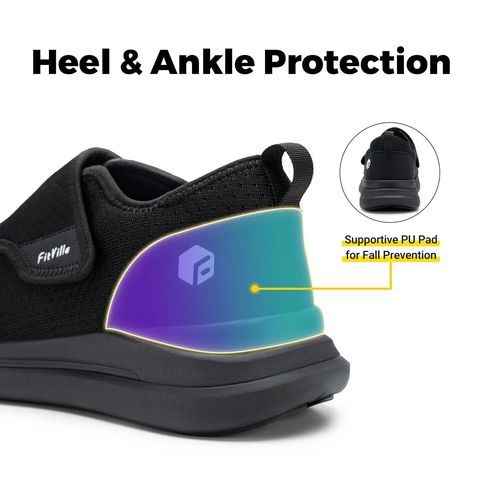 FitVille chaussures pour diabétiques Extra larges pour hommes pour personnes âgées pieds orthopédiqu