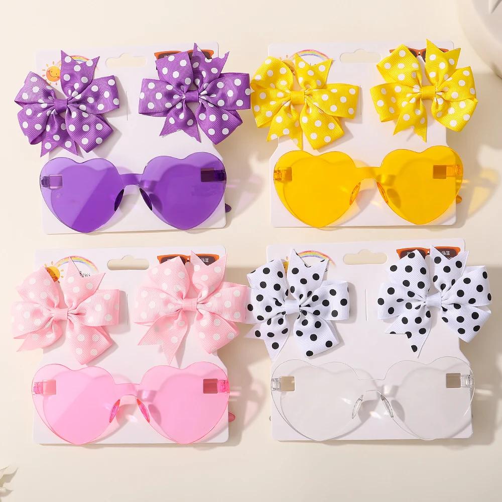 Pinces à cheveux à pois solides pour filles, 3 pièces/paquet, Boutique, pinces à cheveux, cœur color