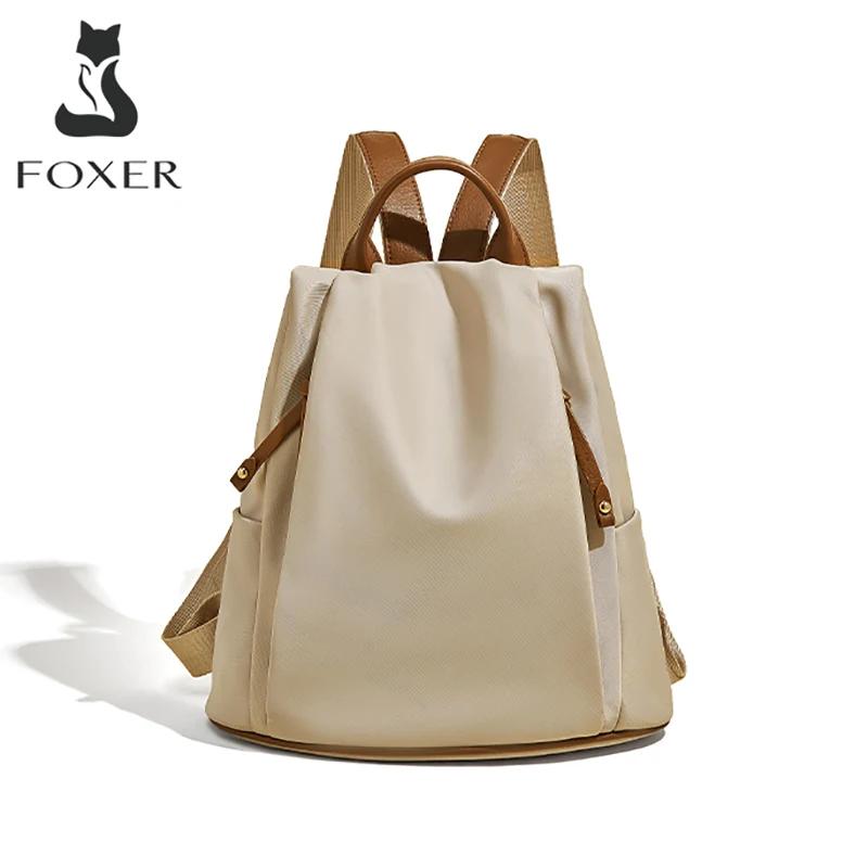 Sac à dos en tissu FOXER pour femme 2026 – Sac à bandoulière tendance avec poignée supérieure pour é