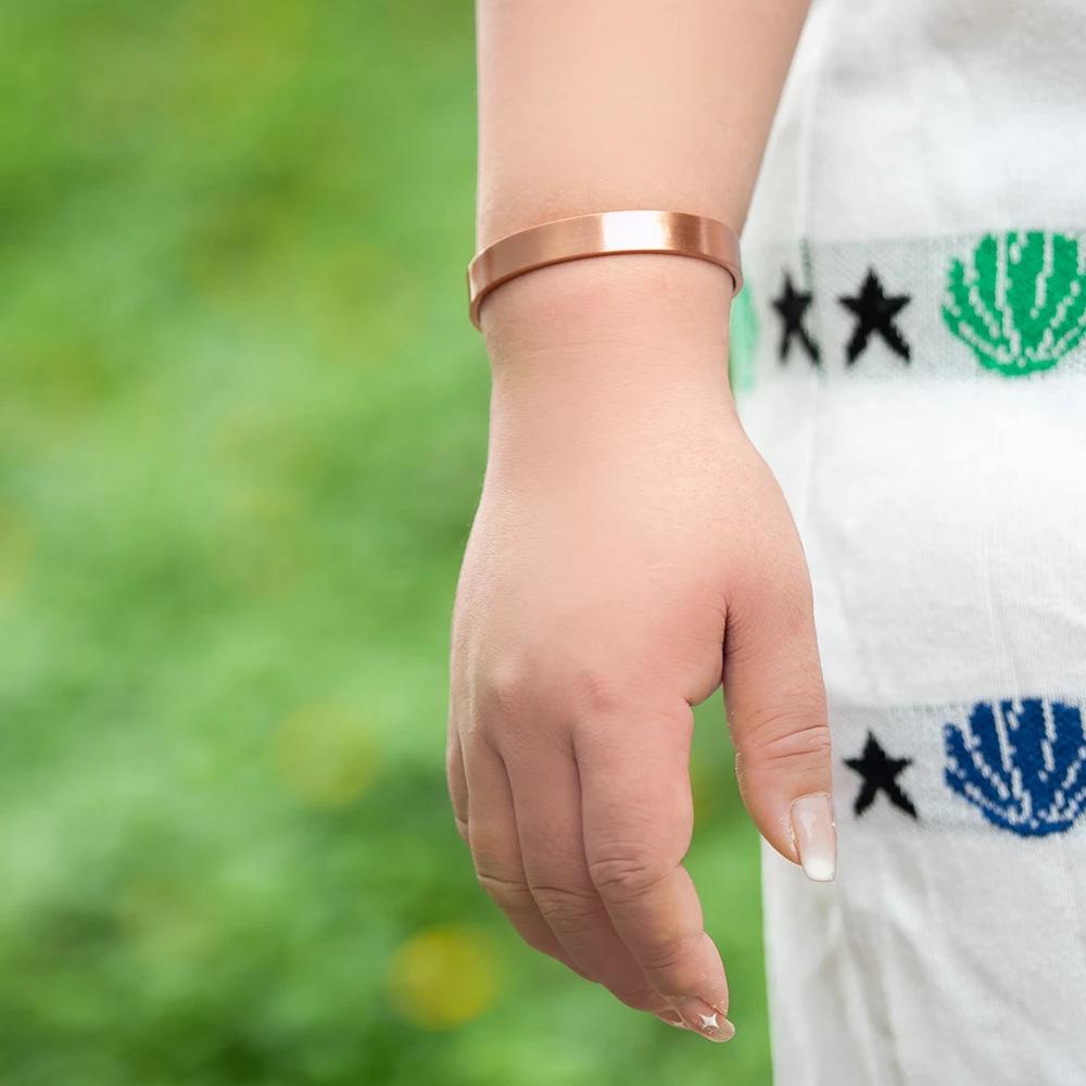 Vinterly-Bracelets magnétiques en cuivre pur pour hommes, réglables arthriquement, manchette ouverte