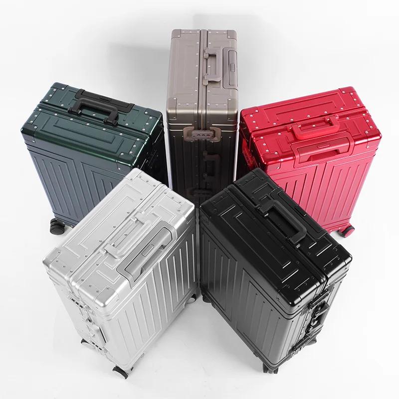 2024 capacité ensembles de bagages durables 100% valise en aluminium roues femmes fille hommes cabin