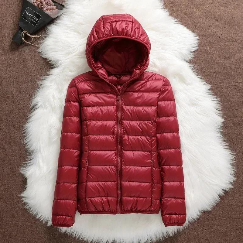 Veste bouffante légère à capuche pour femme, manteaux courts chauds en duvet de canard blanc, grande