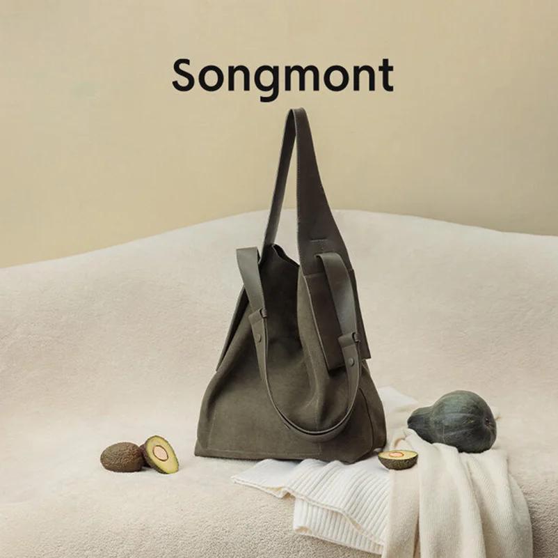 Songmont – sac à bandoulière en daim pour femmes, matériau souple, grande capacité, sensation haut d